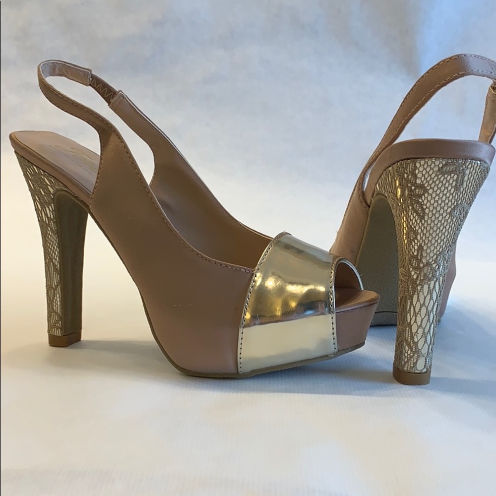Forever Tan Suede and Gold Platform